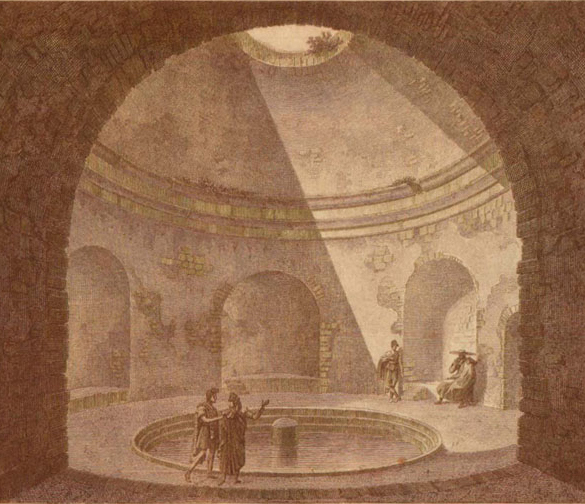 Balneario de Alange. Termas Romanas. Grabado